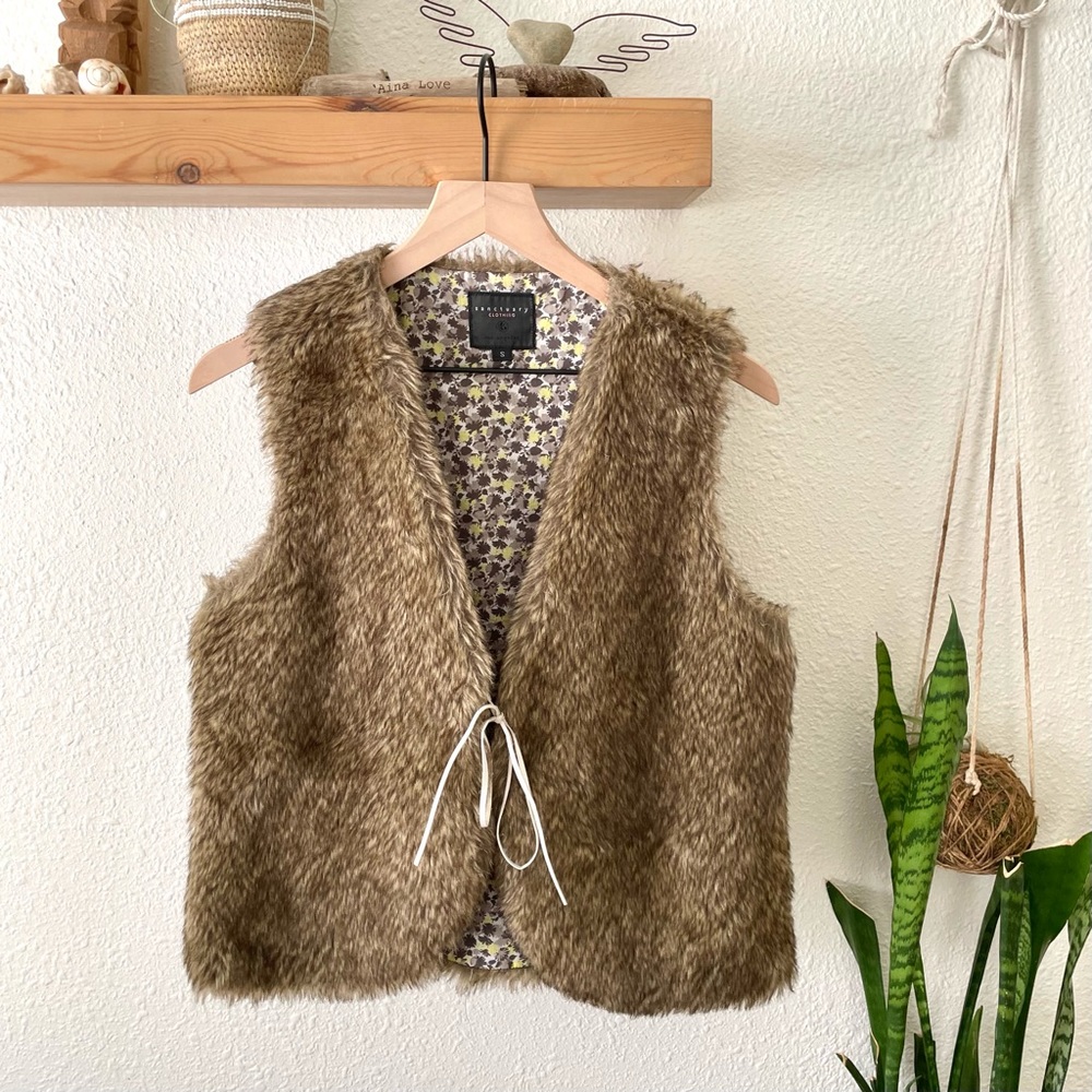 Anthropologie Sanctuary faux fur leather tie vest. Perfect like new condition.